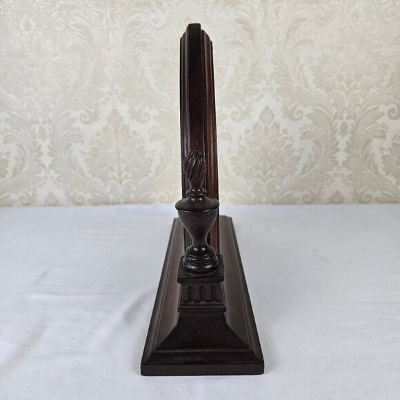 Vintage Waltham Triangle Wooden Mantel Clock Finials on Sides Wind Up Mechanism - Picture 7 of 16